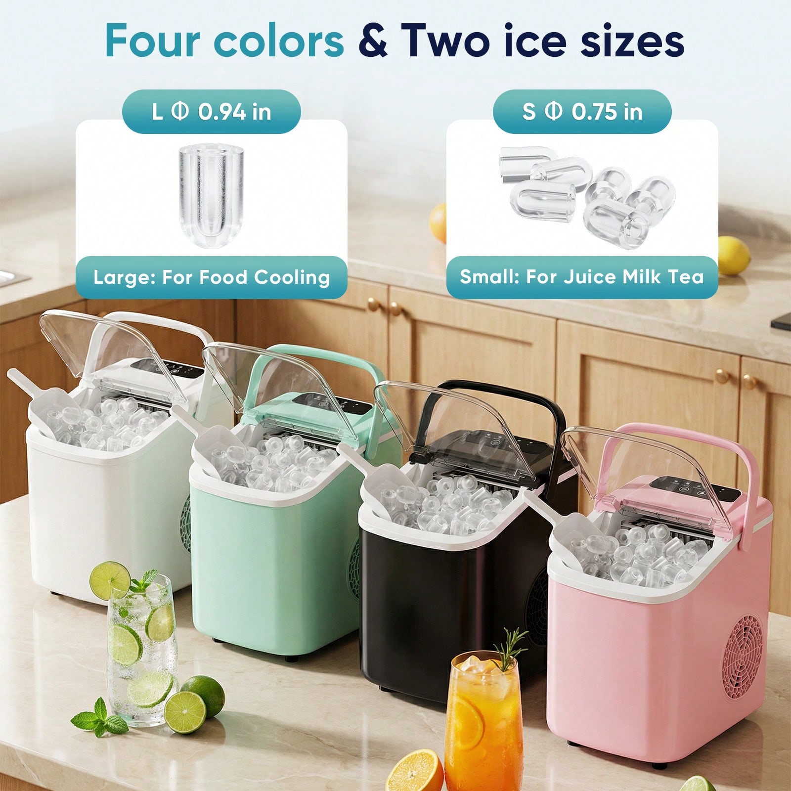 Kitchen Appliances Green - Nugget Ice Makers Countertop, Portable Nugget