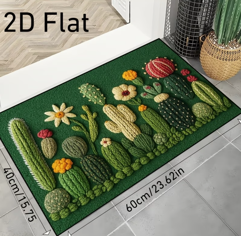 Cactus Flower Embroidery Doorm - Kitchen Appliances Green のレビューと価格