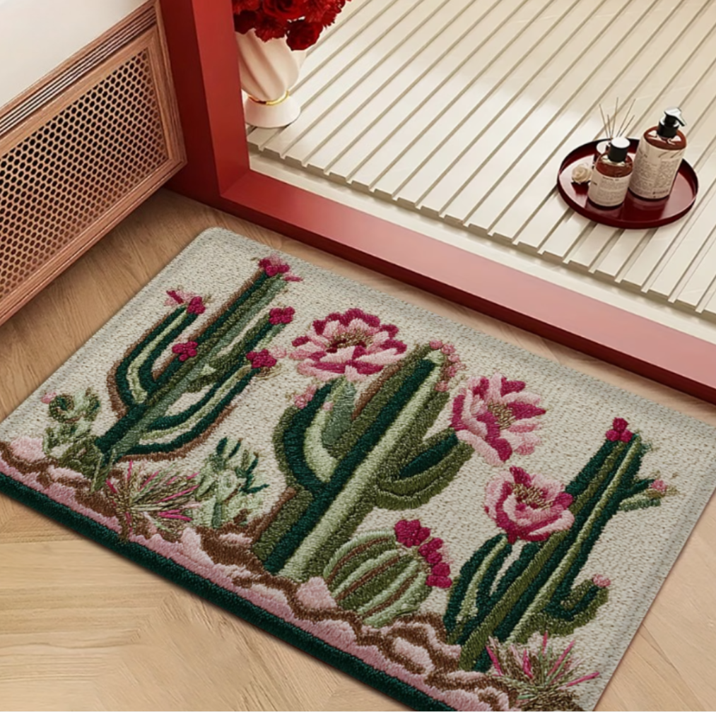 Cactus Flower Embroidery Doorm - Kitchen Appliances Green のレビューと価格