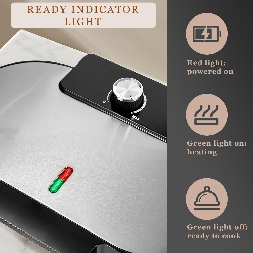 1200W Double Waffle Maker 6 In - Waffle Iron Belgian のレビューと価格