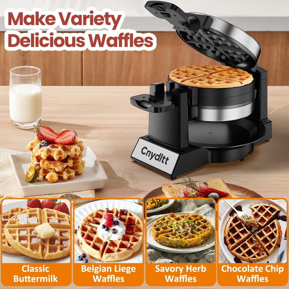 1400W Rotating Belgian Waffle  - Waffle Iron Belgian のレビューと価格