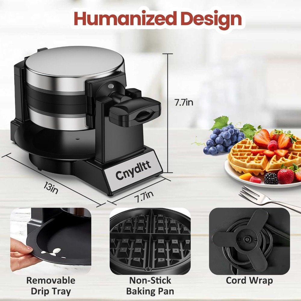 1400W Rotating Belgian Waffle  - Waffle Iron Belgian のレビューと価格