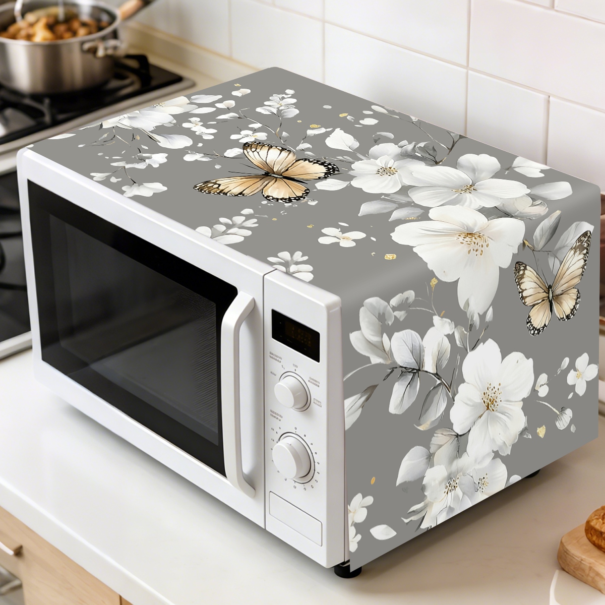 1pc  White Flower Microwave Du - Kitchen Appliances In White のレビューと価格