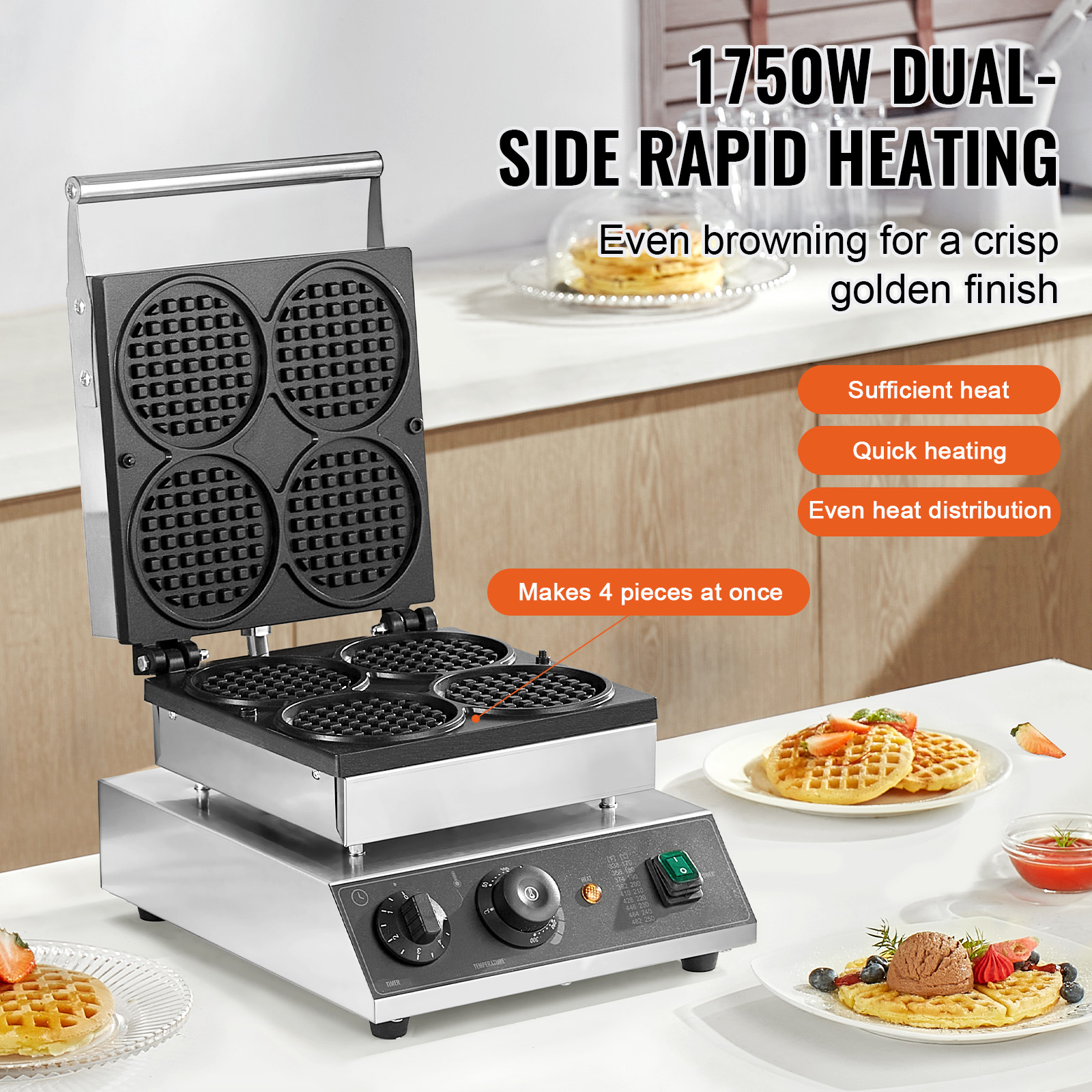SucceBuy 4 PCS Commercial Waff - Waffle Iron Belgian のレビューと価格