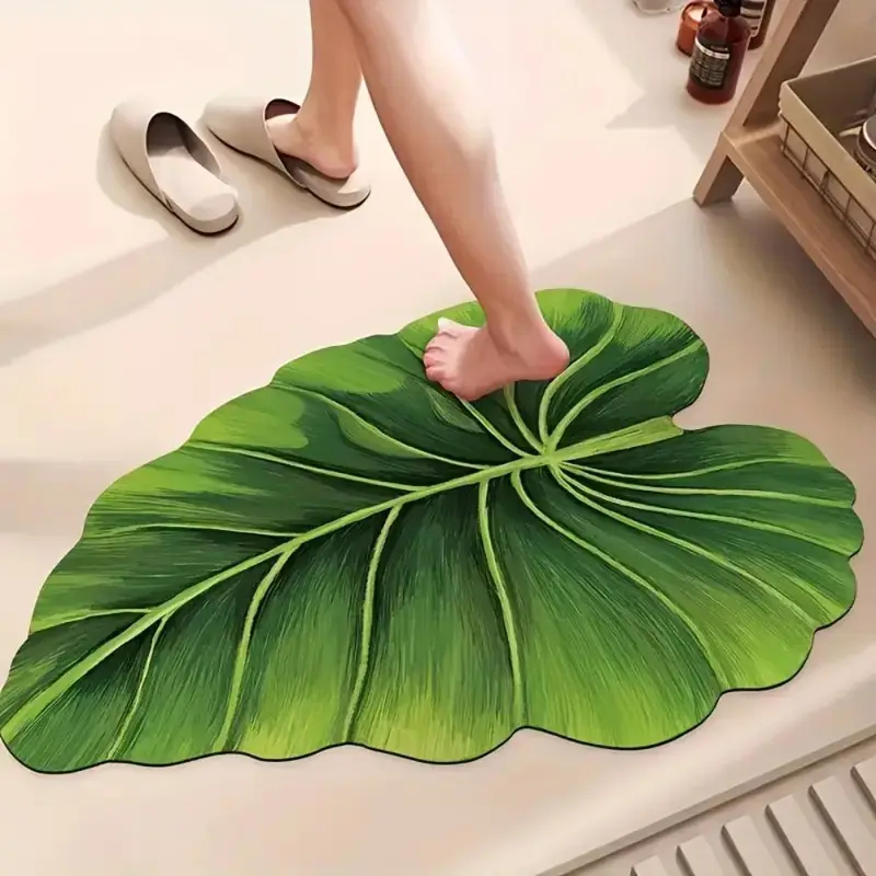 VIKAMA Green Leaf Bathroom Mat - Kitchen Appliances Green のレビューと価格