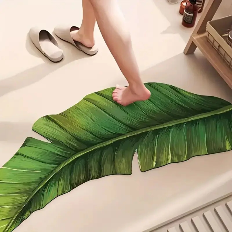 VIKAMA Green Leaf Bathroom Mat - Kitchen Appliances Green のレビューと価格