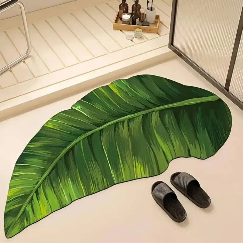 VIKAMA Green Leaf Bathroom Mat - Kitchen Appliances Green のレビューと価格